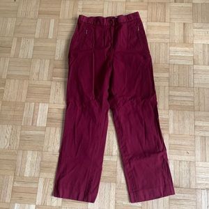 Wine Red Straight Leg Pants